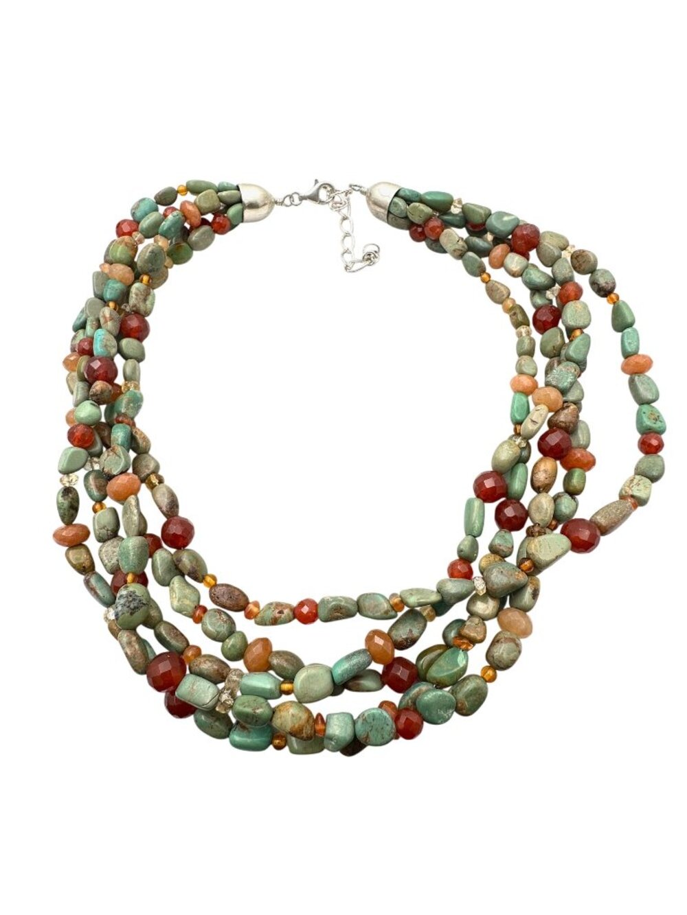 Jay King Mine Finds Multi-Gemstone Turquoise Sterling Silver Necklace 16-18 Inch